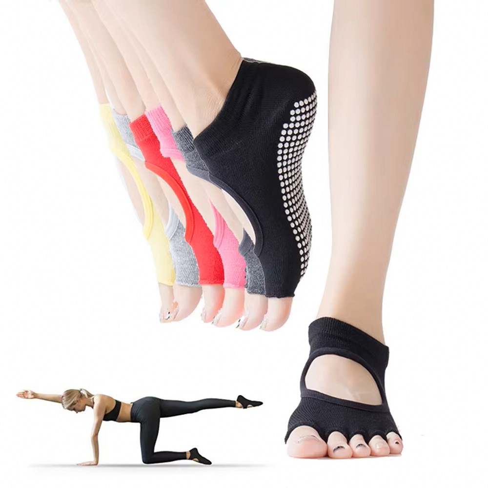 Pilates Yoga Studio - 등이 없는 5발가락 요가 양말, 통기성