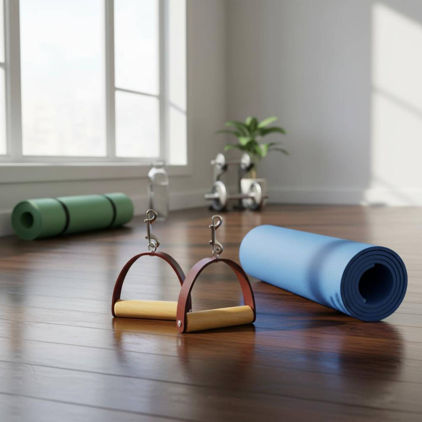2개 세트 필라테스 가죽 손잡이 나무 그립 금속 클립  - Pilates & Yoga Elastic Band 리뷰 및 가격