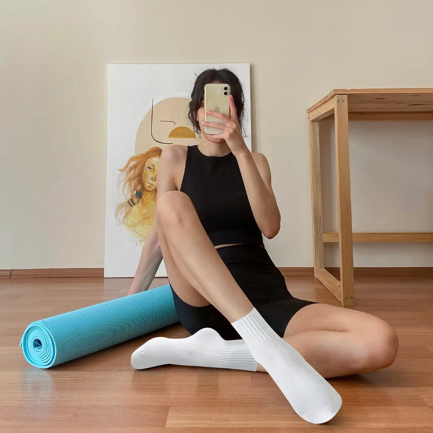 여성용 요가 양말 4켤레, 단색 미드솔 미끄럼 방지 그 - Pilates & Yoga Elastic Band 리뷰 및 가격